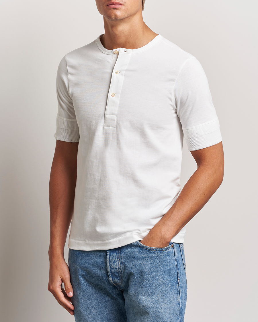 Men |  | Merz b. Schwanen | Short Sleeve Organic Cotton Henley White