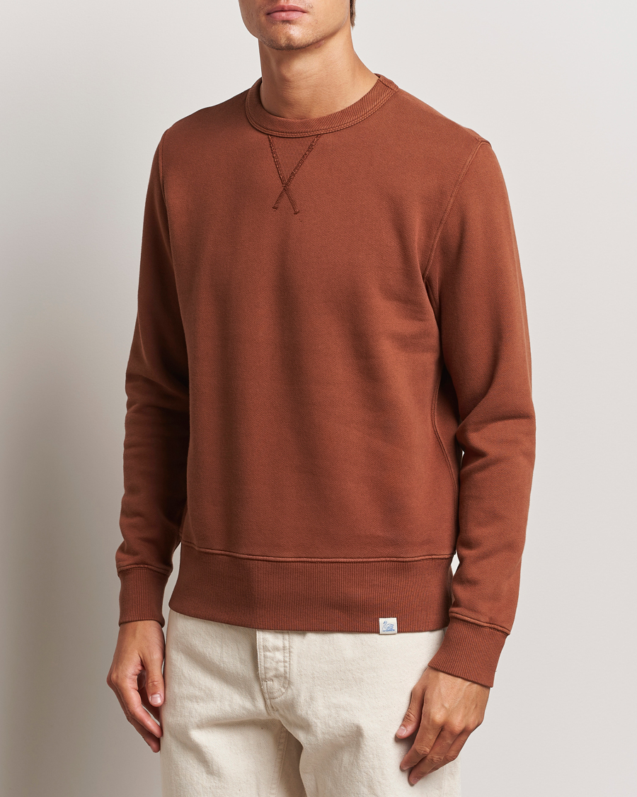 Men |  | Merz b. Schwanen | Vintage Fleece Crew Neck Sweatshirt Chestnut