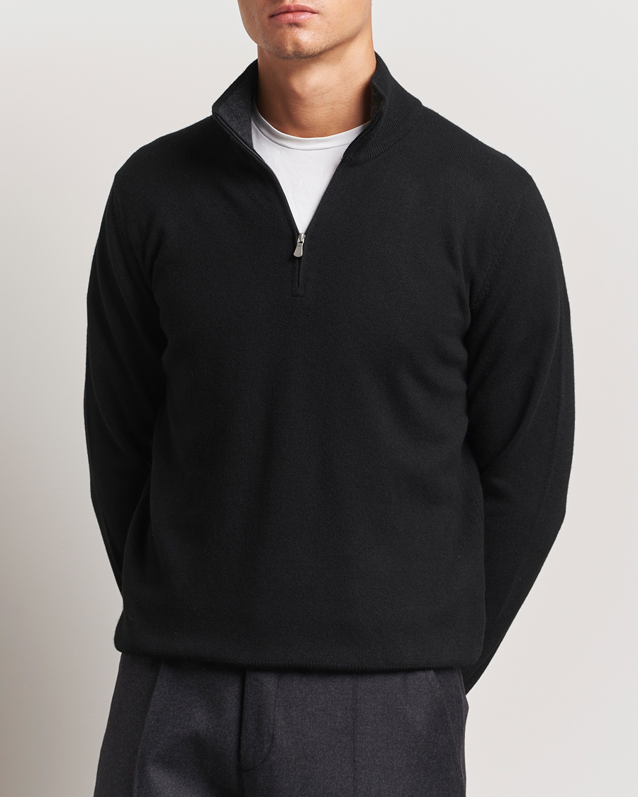 Men |  | Gran Sasso | Wool/Cashmere Half Zip Black