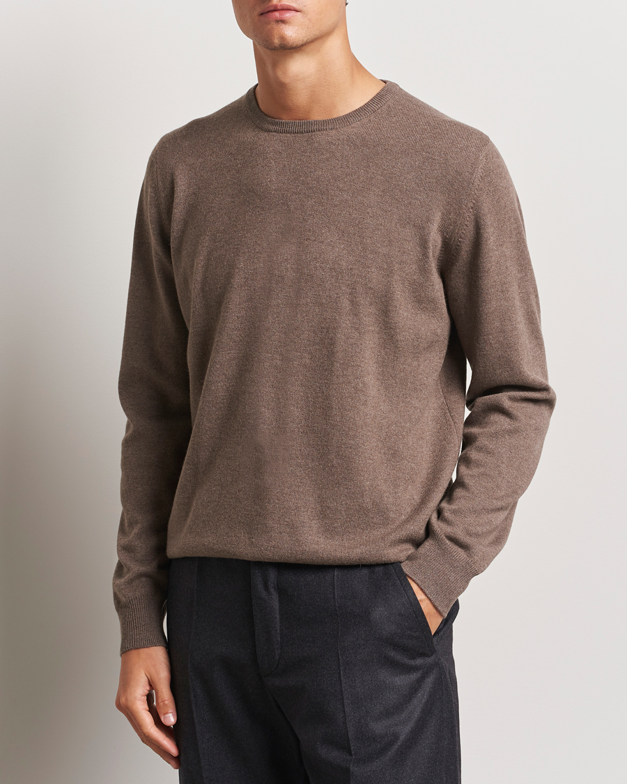 Men |  | Gran Sasso | Wool/Cashmere Crew Neck Light Brown