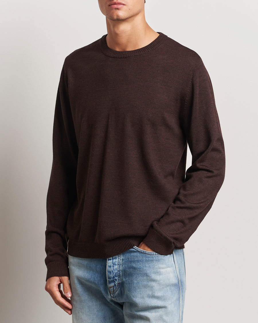 Men | Crew Neck Jumpers | A Day\'s March | Alagón Merino Crew Dark Brown