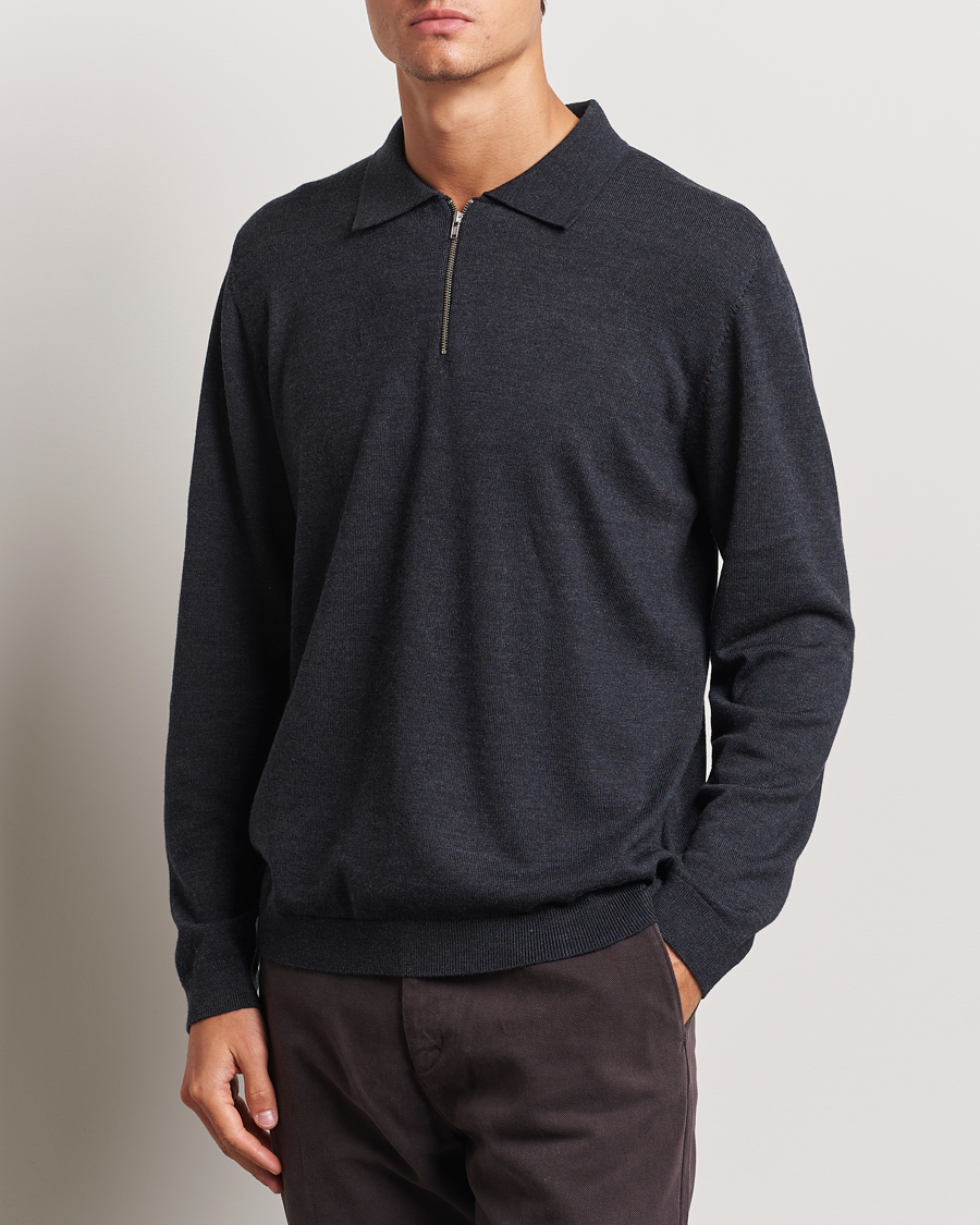 Men | Half-zip | A Day\'s March | Thompson Merino Half-Zip Polo Anthracite