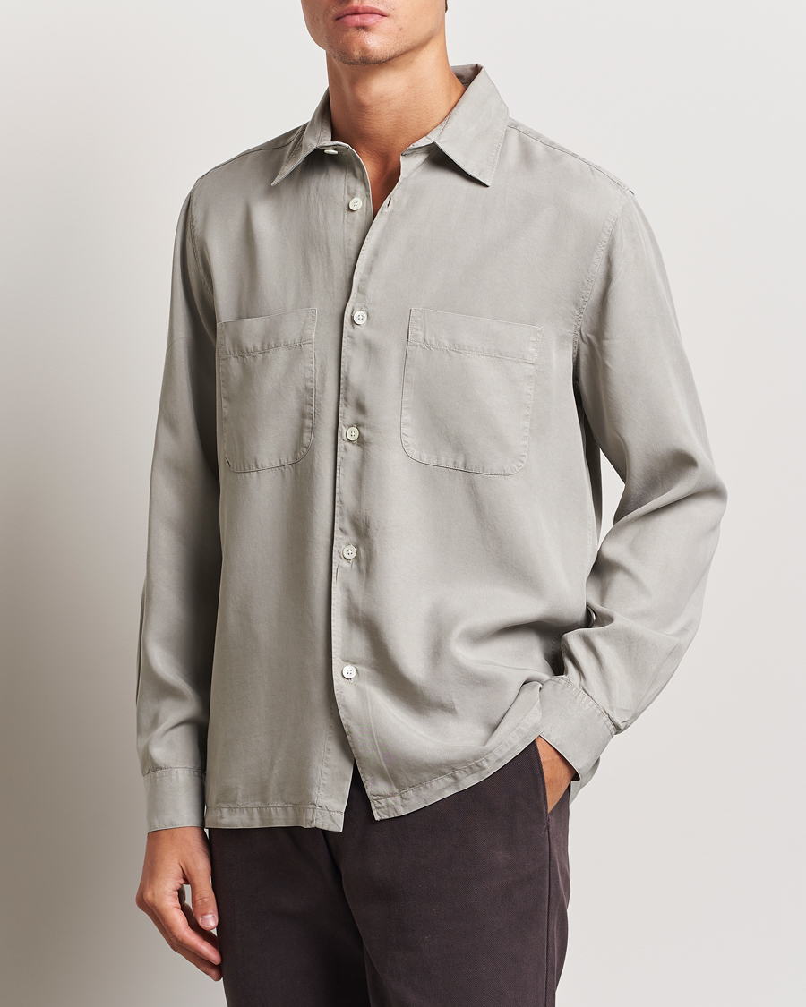 Men | Clothing | A Day\'s March | Balain Lyocell Shirt Rock Grey