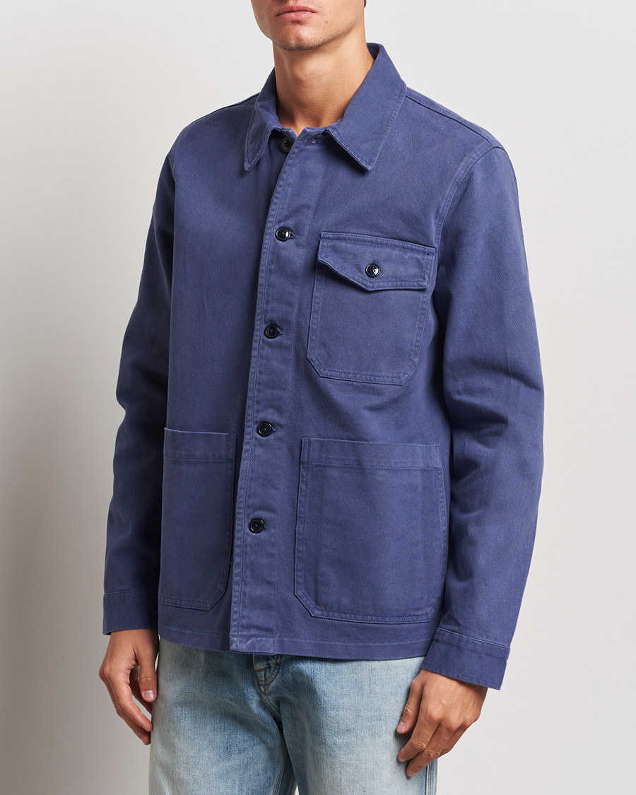 Men | Clothing | A Day\'s March | Patch Pocket Sturdy Twill Overshirt Brewers Blue