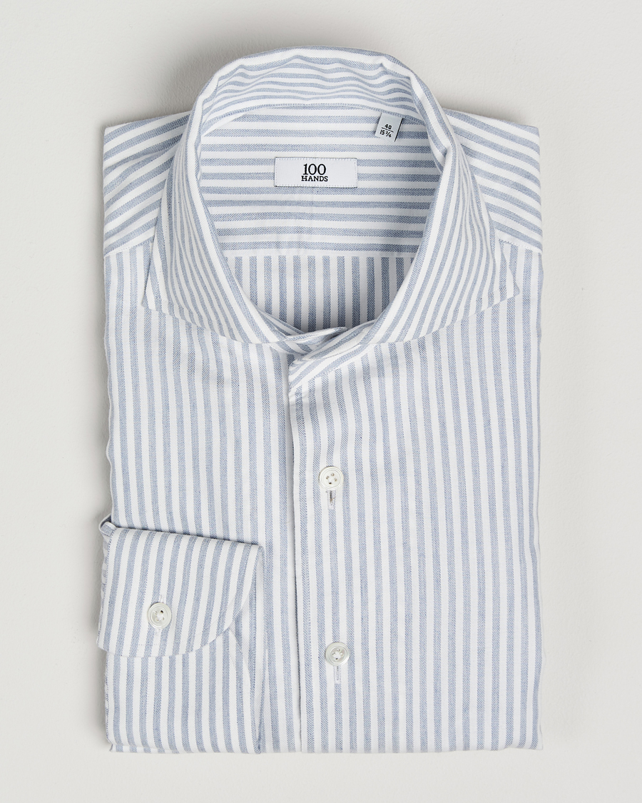 Men | | 100Hands | Microstripe Cashmere Shirt Light Blue