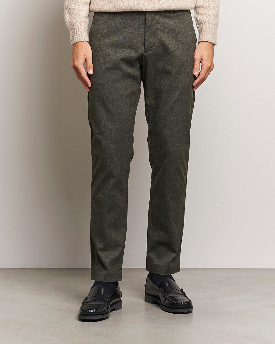 Men | NN07 | NN07 | Theo Brushed Cotton Trousers Dark Army