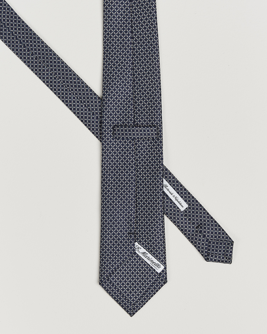 Men |  | E. Marinella | 3-Fold Printed Silk Tie Navy/White