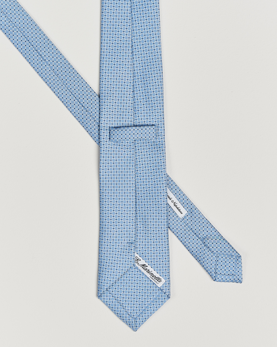 Men |  | E. Marinella | 3-Fold Printed Silk Tie Light Blue