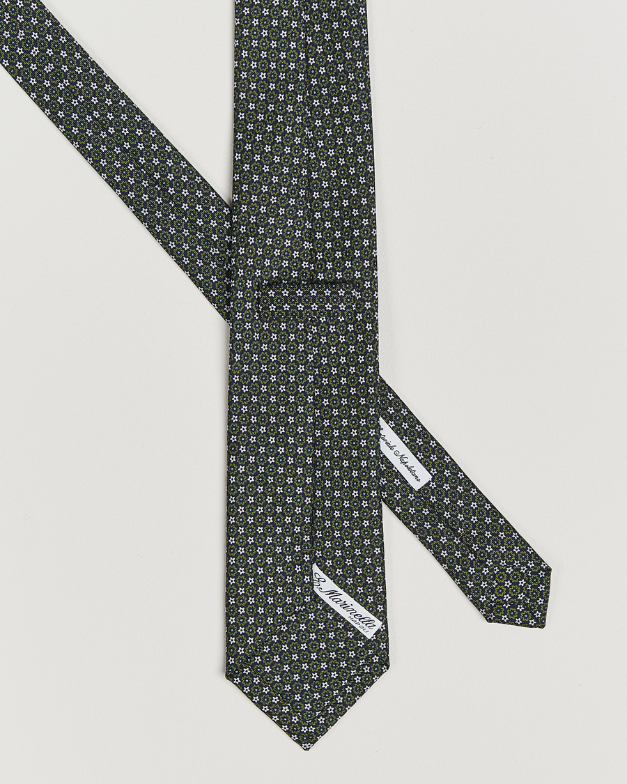 Men |  | E. Marinella | 3-Fold Printed Silk Tie Navy/Green