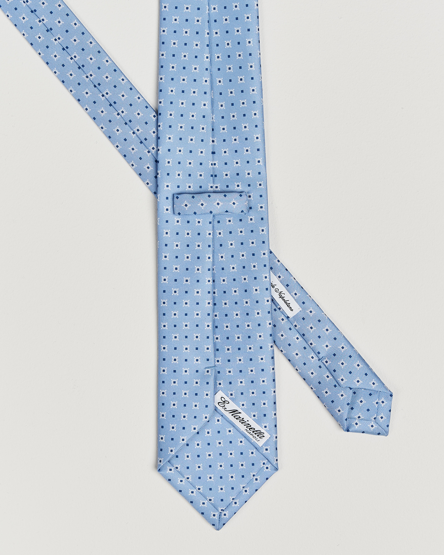 Men |  | E. Marinella | 3-Fold Printed Silk Tie Light Blue