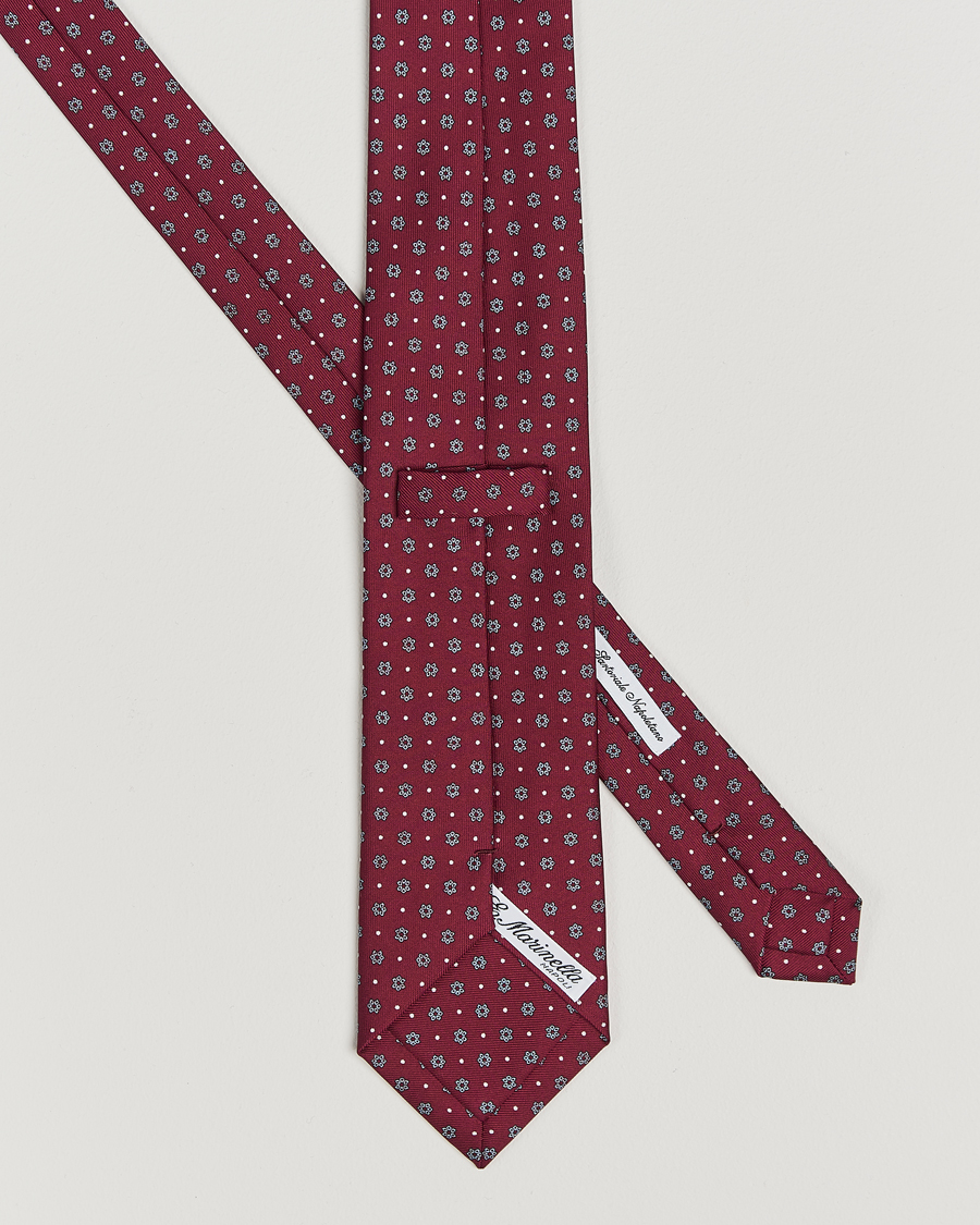 Men |  | E. Marinella | 3-Fold Printed Silk Tie Burgundy