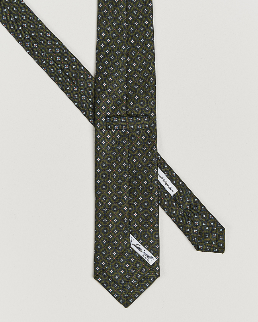 Men |  | E. Marinella | 3-Fold Printed Silk Tie Dark Green