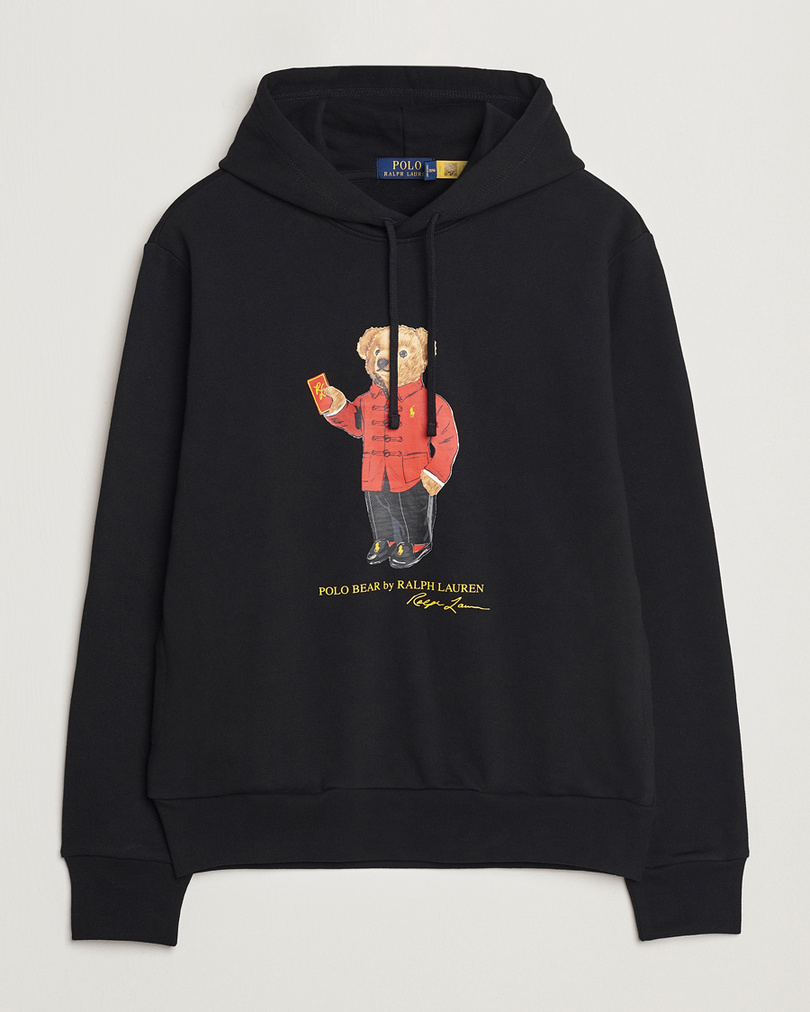 Polo Ralph Lauren Loopback Terry Bear Hoodie Polo Black at CareOfCarl