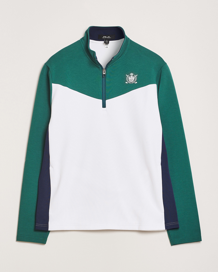 Men | Sweaters & Knitwear | RLX Ralph Lauren | Double Knit Tech Half Zip Kelly Green/Ceramic White