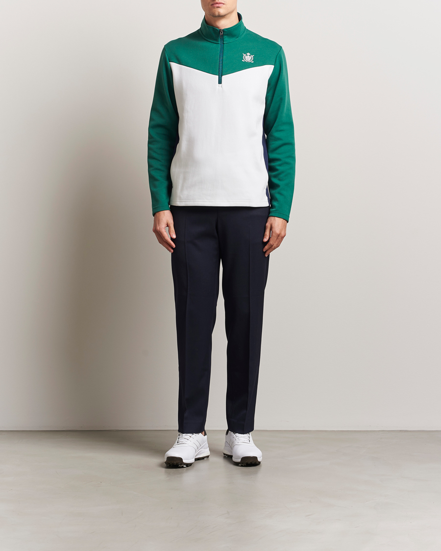 Men | Sweaters & Knitwear | RLX Ralph Lauren | Double Knit Tech Half Zip Kelly Green/Ceramic White