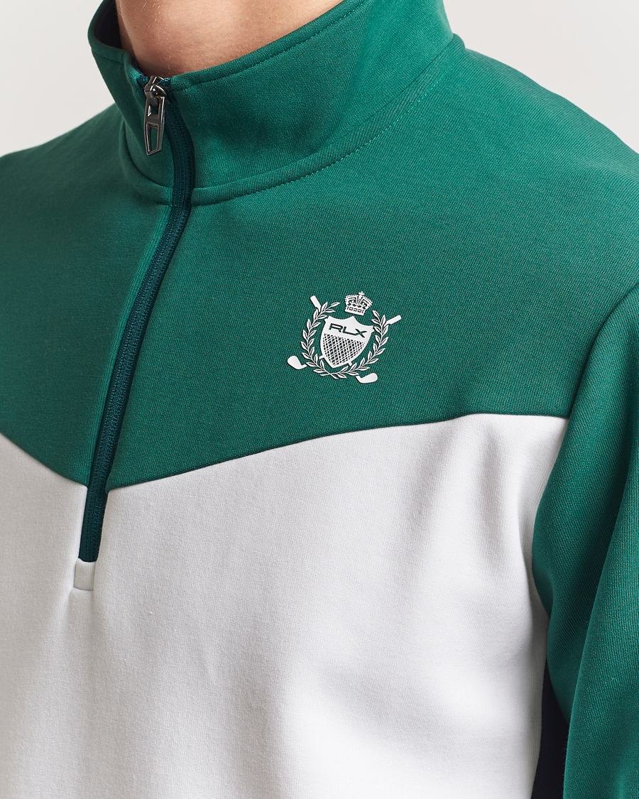 Men | Sweaters & Knitwear | RLX Ralph Lauren | Double Knit Tech Half Zip Kelly Green/Ceramic White