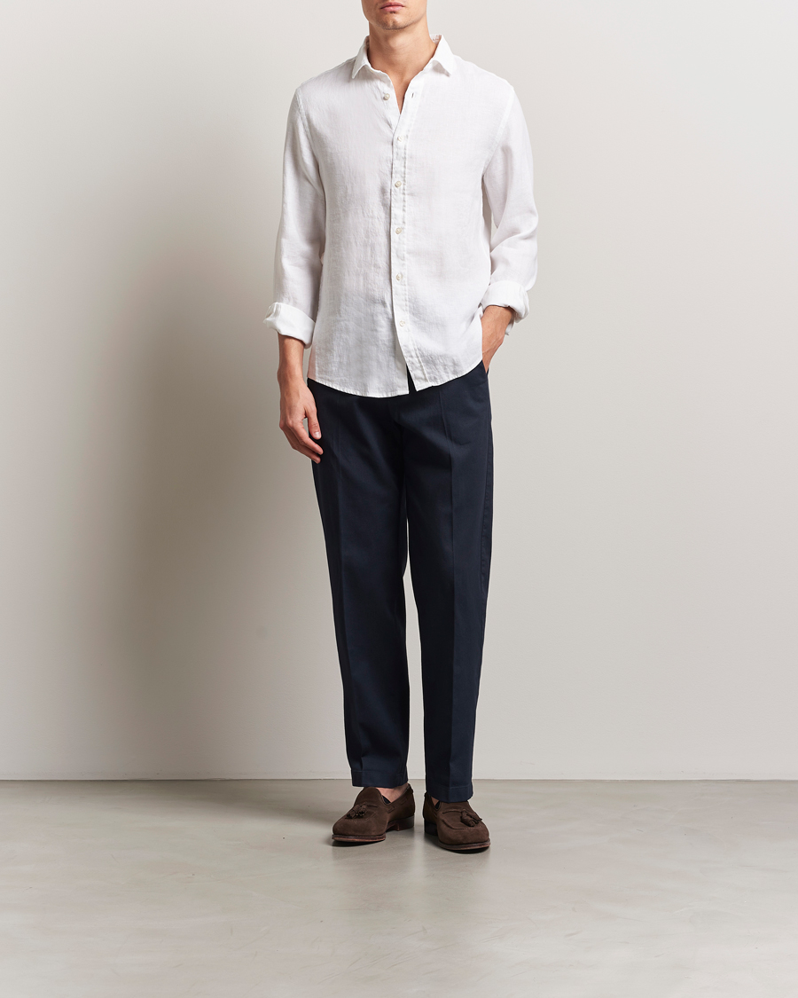 Men | Shirts | Charles Tyrwhitt | Pure Linen Slim Fit Shirt White