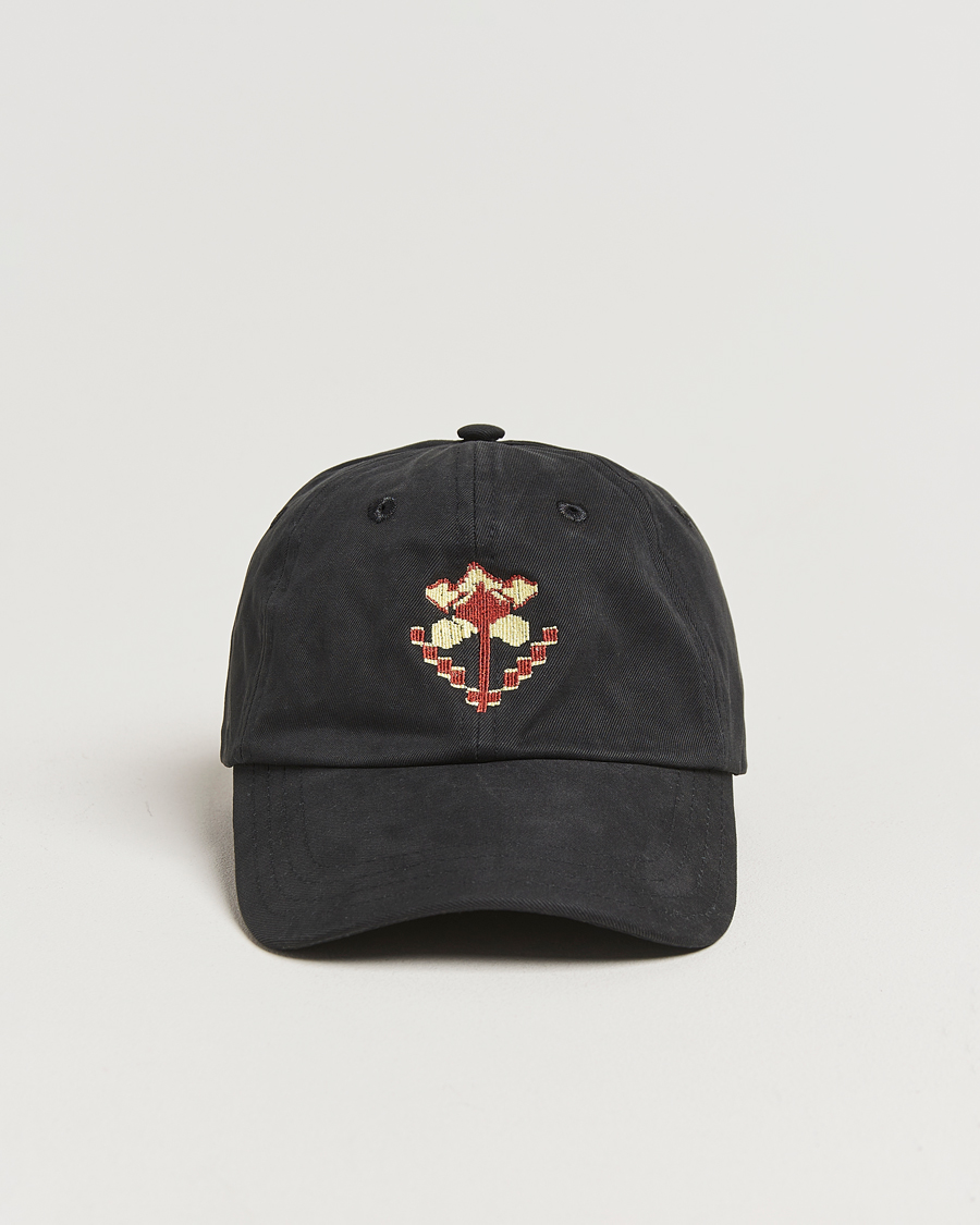Men | Drake's Flower Embroidered Cap Black | Drake's | Flower Embroidered Cap Black