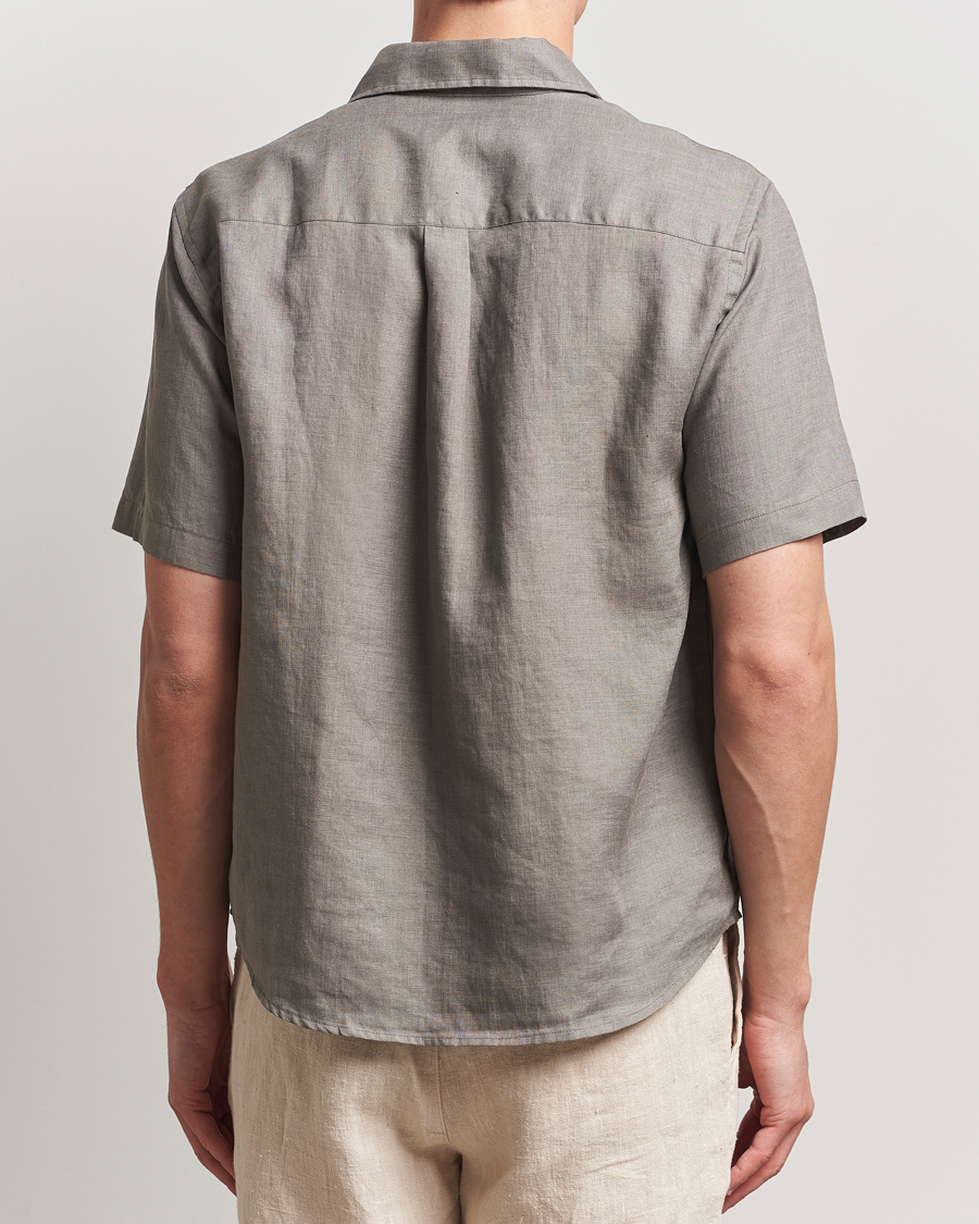 Men | Shirts | Colorful Standard | Garment Dyed Linen Short Sleeve Shirt Dusty Olive