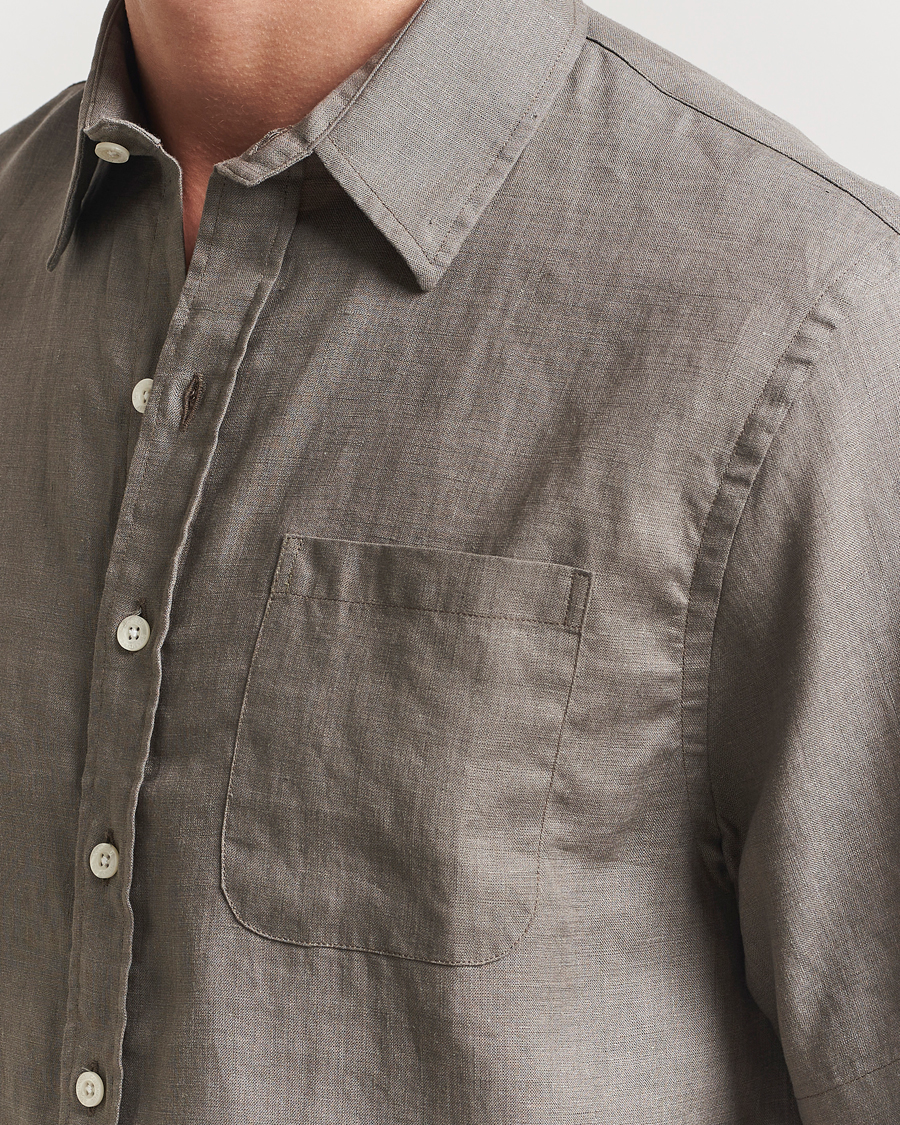 Men | Shirts | Colorful Standard | Garment Dyed Linen Short Sleeve Shirt Dusty Olive
