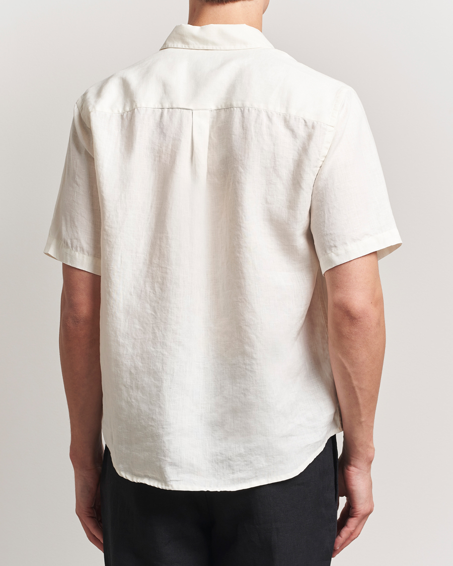 Men | Shirts | Colorful Standard | Garment Dyed Linen Short Sleeve Shirt Ivory White