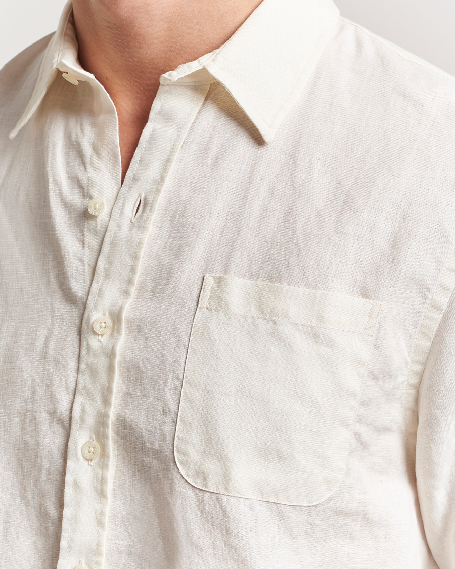 Men | Shirts | Colorful Standard | Garment Dyed Linen Short Sleeve Shirt Ivory White
