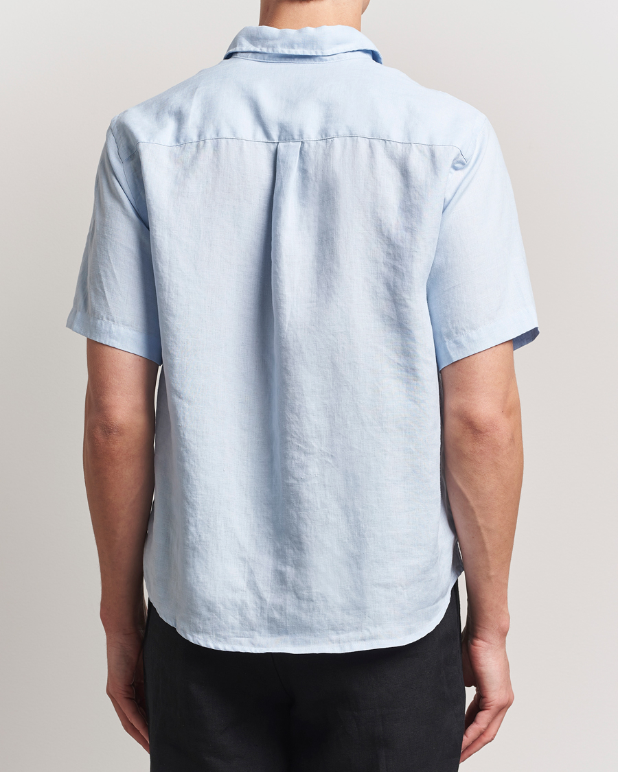 Men | Shirts | Colorful Standard | Garment Dyed Linen Short Sleeve Shirt Polar Blue