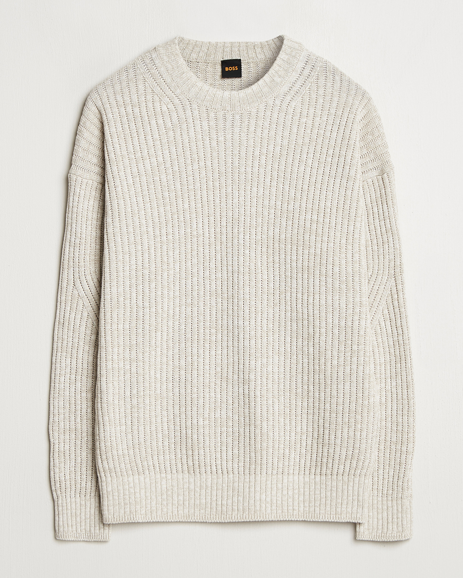 Men | Sweaters & Knitwear | BOSS ORANGE | Kesca Knitted Sweater Light Beige