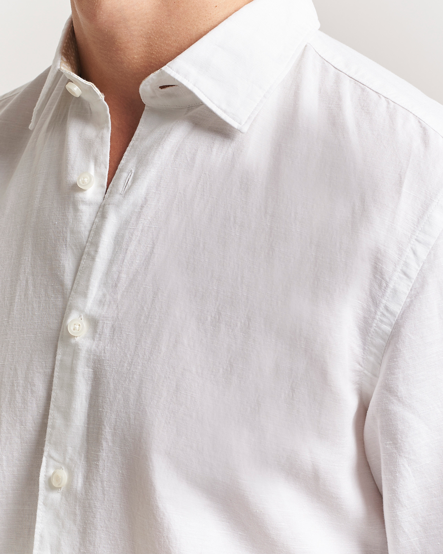 Men | Shirts | BOSS BLACK | Hal Cotton/Linen Contrast Shirt White