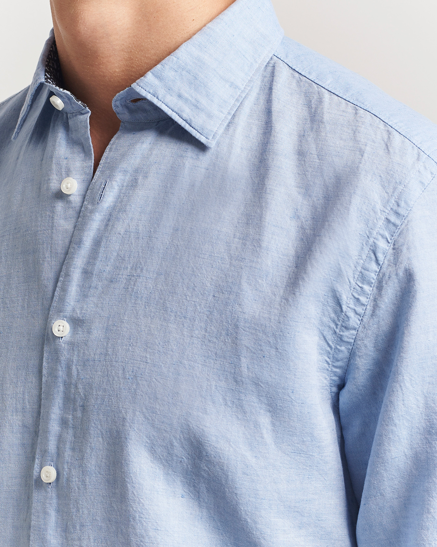 Men | Shirts | BOSS BLACK | Hal Cotton/Linen Contrast Shirt Light Blue