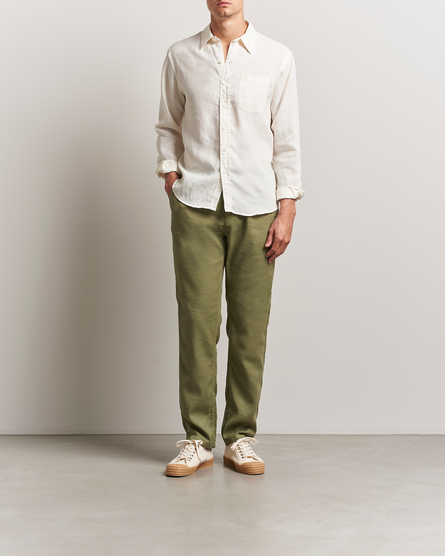 Men | Trousers | Morris | Fenix Linen/Cotton Trousers Olive
