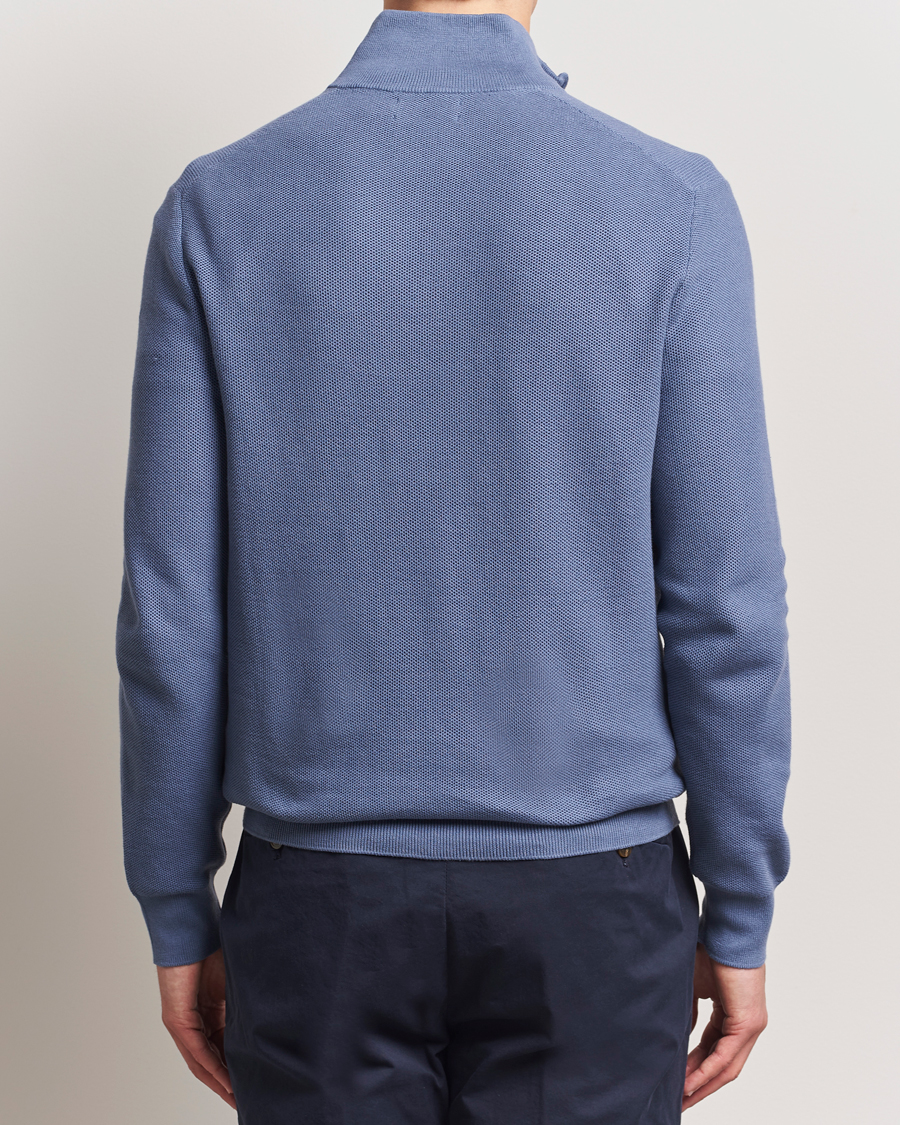 Men | Sweaters & Knitwear | Polo Ralph Lauren | Half Zip Cotton Pullover Capri Blue