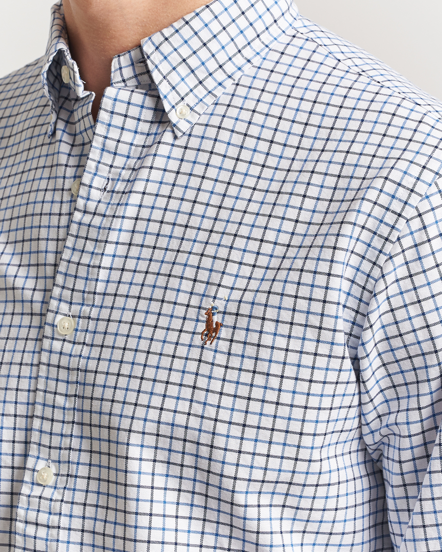 Men | Shirts | Polo Ralph Lauren | Custom Fit Checked Oxford Shirt White/Blue Multi