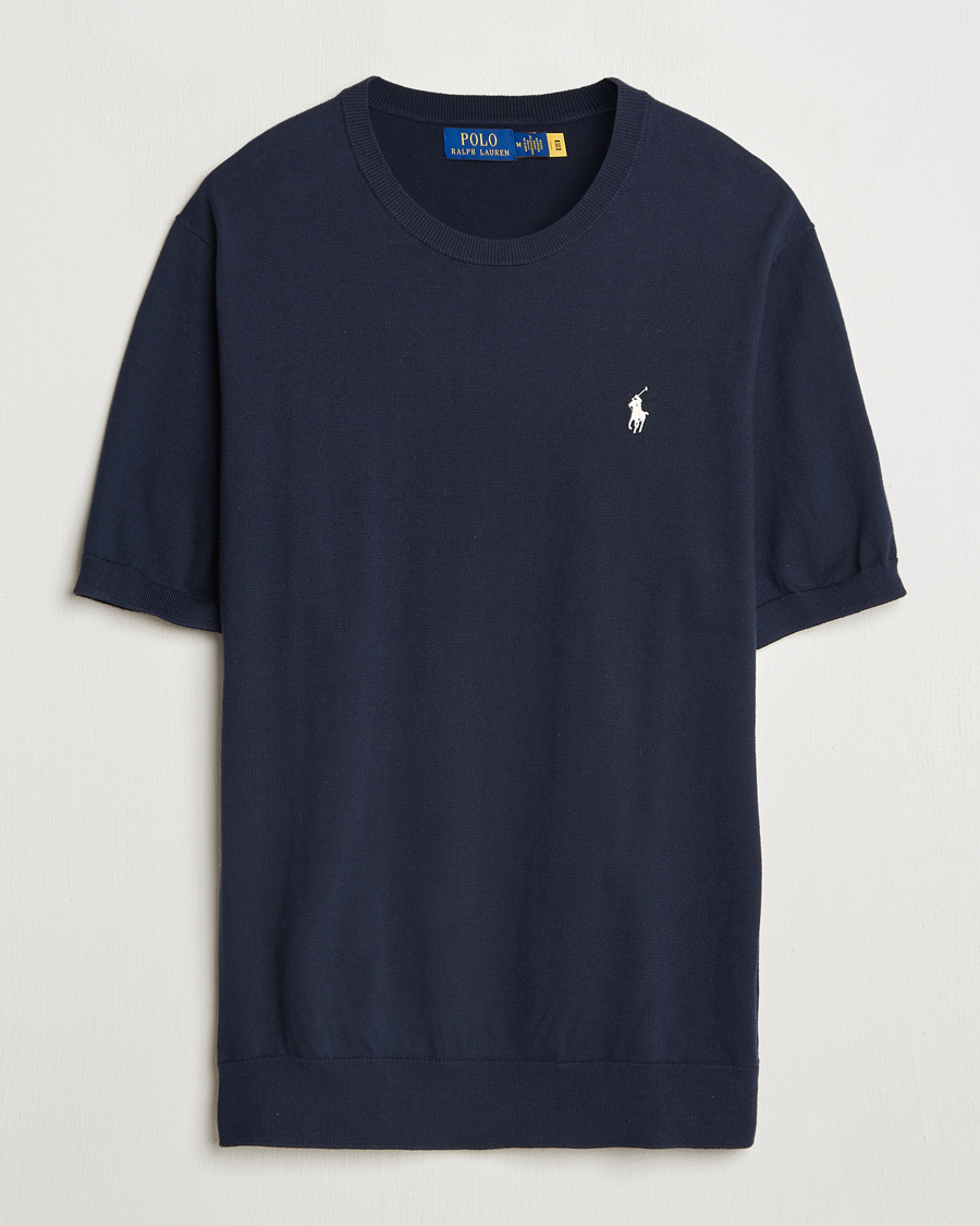Men | T-Shirts | Polo Ralph Lauren | Knitted Short Sleeve T-Shirt Hunter Navy