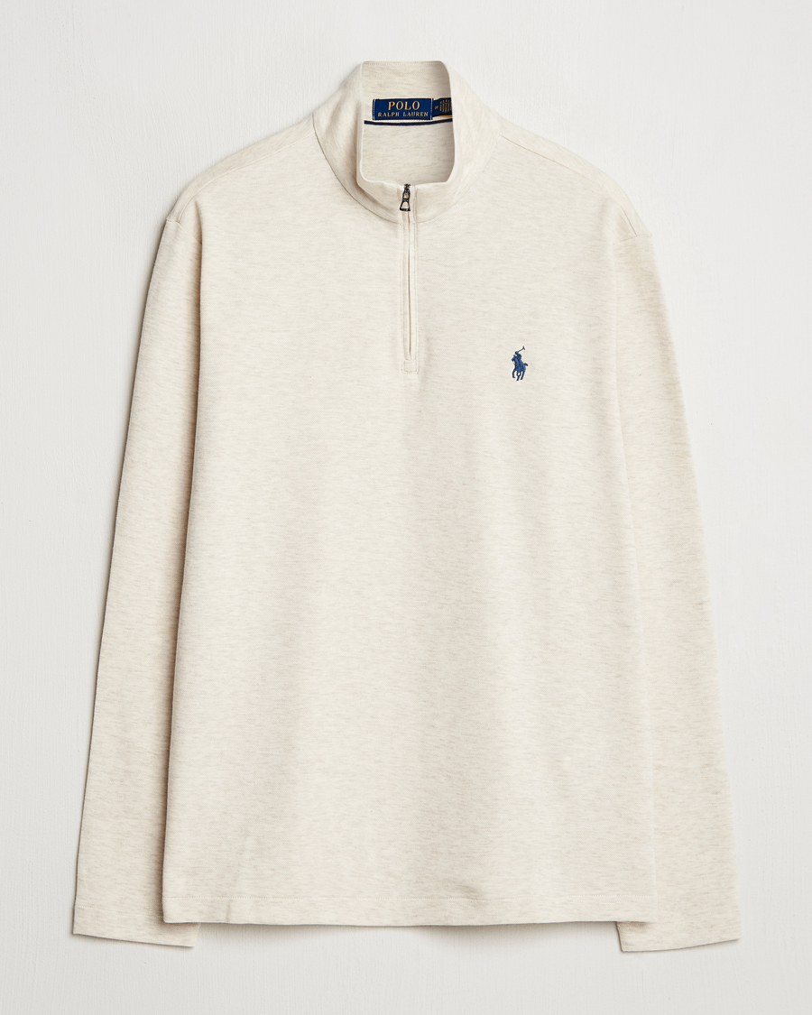Men | Sweaters & Knitwear | Polo Ralph Lauren | Cotton/Nylon Half Zip Chalk Heather