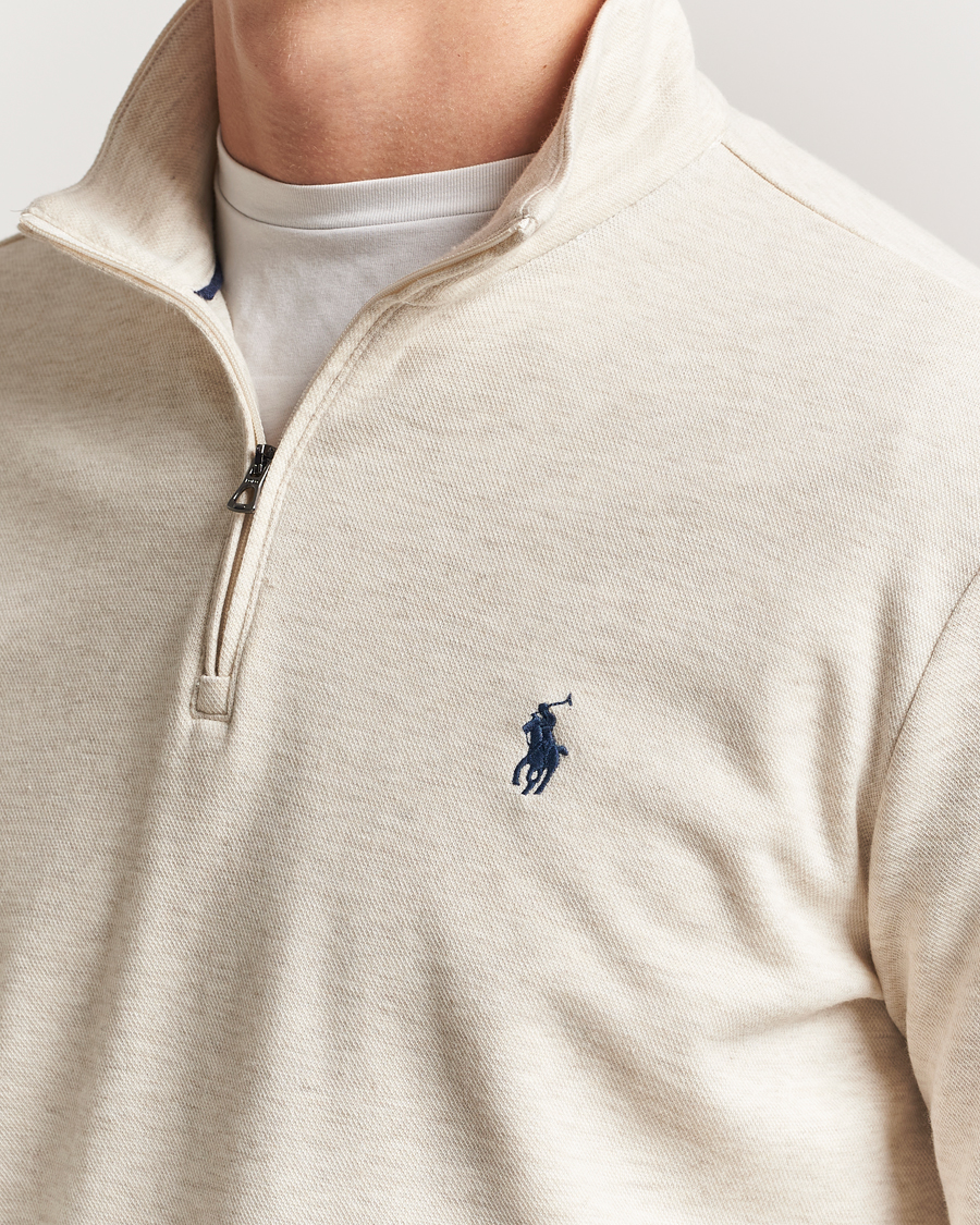 Men | Sweaters & Knitwear | Polo Ralph Lauren | Cotton/Nylon Half Zip Chalk Heather
