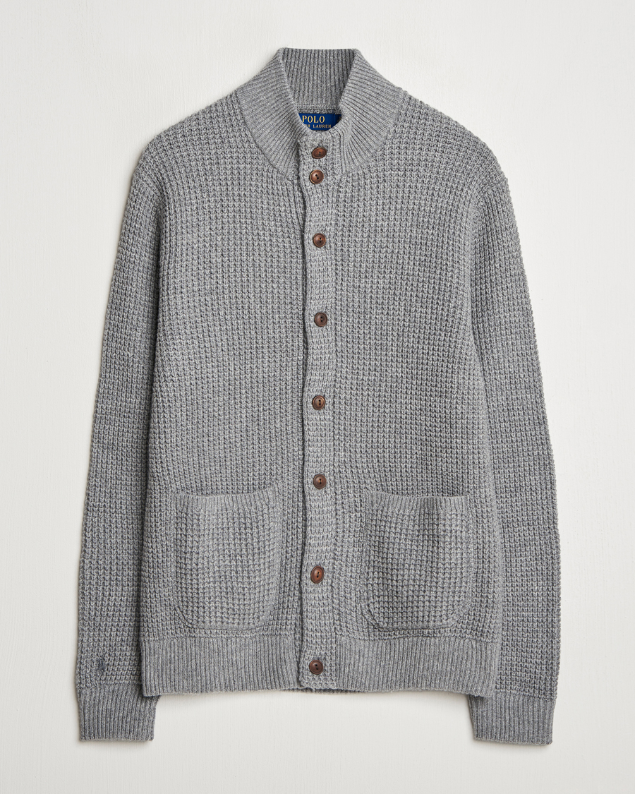 Men | Sweaters & Knitwear | Polo Ralph Lauren | Cotton/Wool Button Cardigan Fawn Grey Heather