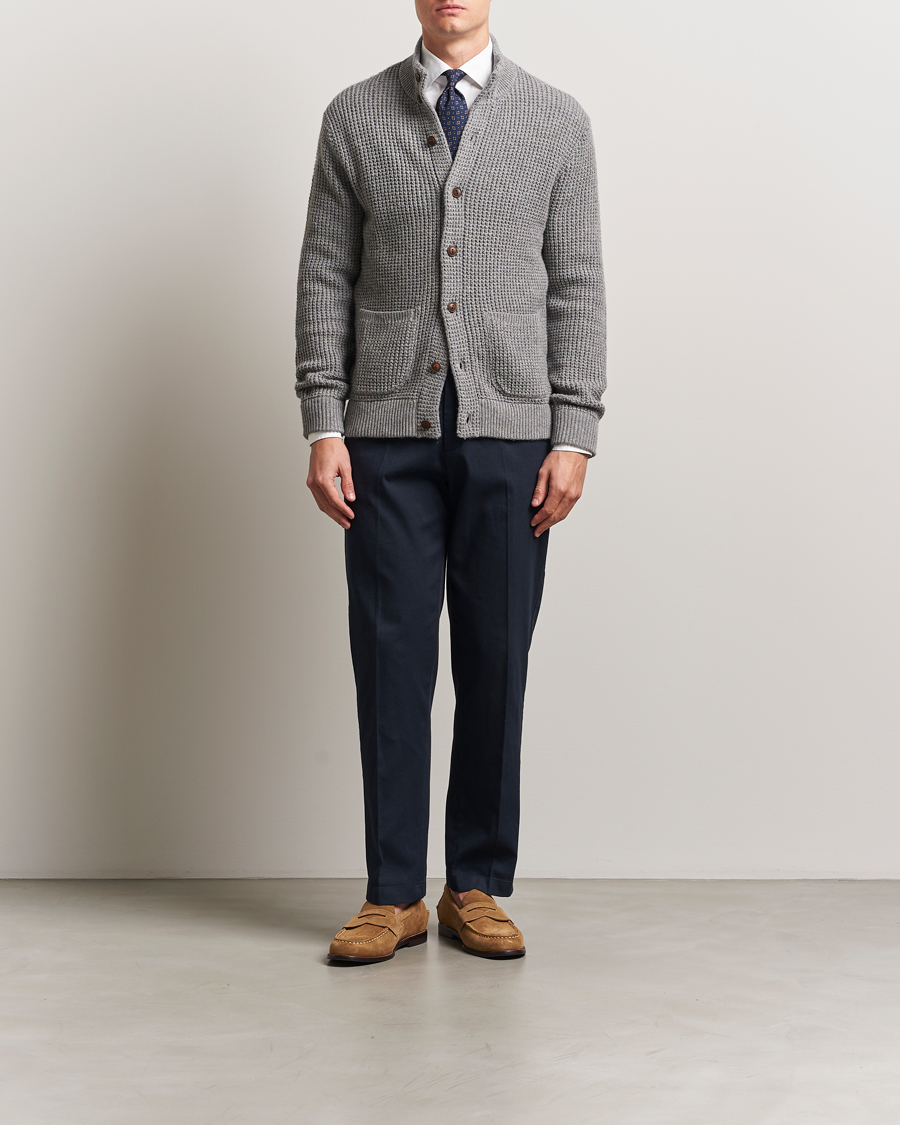 Men | Sweaters & Knitwear | Polo Ralph Lauren | Cotton/Wool Button Cardigan Fawn Grey Heather