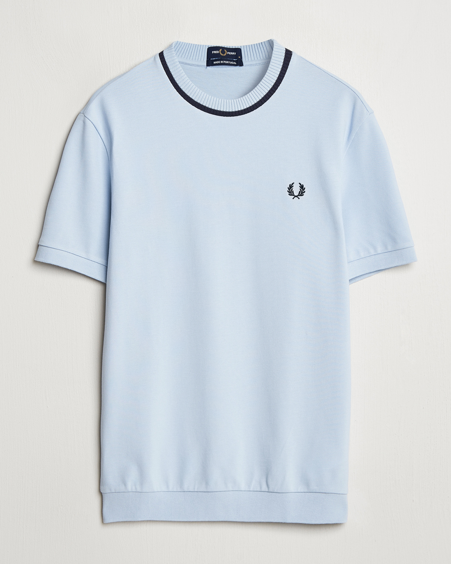 Men | T-Shirts | Fred Perry | Pique Crew Neck T-Shirt Light Smoke
