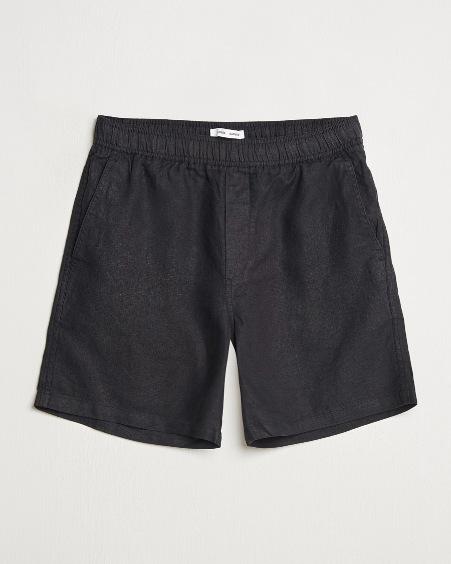 Men | Shorts | Samsøe Samsøe | Jabari Linen Drawstring Shorts Black