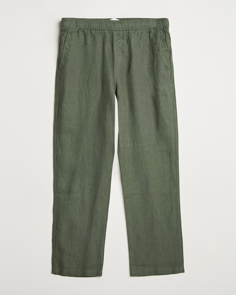 Men | Trousers | Samsøe Samsøe | Jabari Linen Drawstring Trousers Climbing Ivy