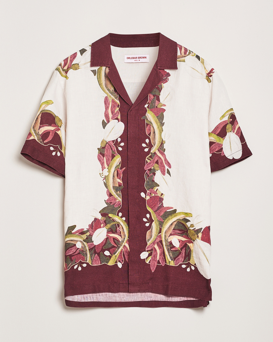 Men | Shirts | Orlebar Brown | Maitan Orchis Short Sleeve Linen Shirt Damson