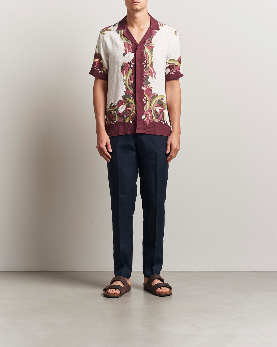 Men | Shirts | Orlebar Brown | Maitan Orchis Short Sleeve Linen Shirt Damson