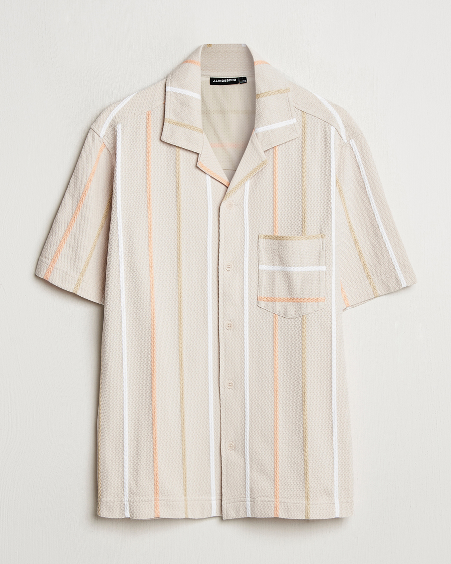 Men | Shirts | J.Lindeberg | Theron Stripe Resort Shirt Moonbeam