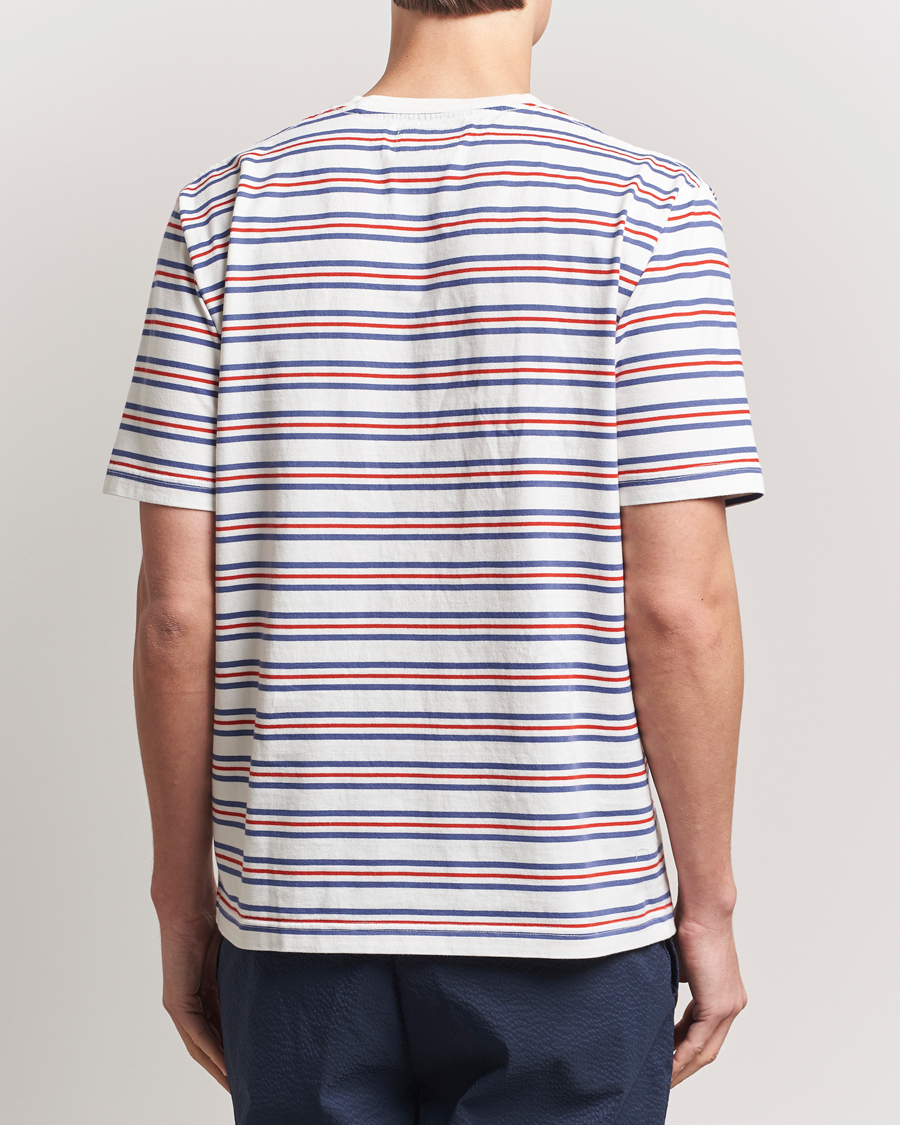 Men | T-Shirts | BEAMS PLUS | Short Sleeve T-Shirt Blue/Red Stripe