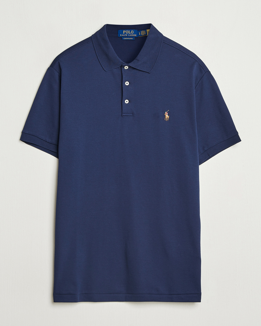 Men | Polo Shirts | Polo Ralph Lauren | Custom Slim Fit Cotton Polo Refined Navy