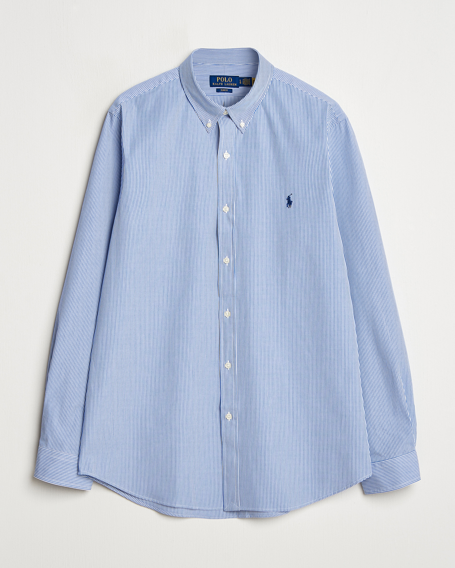 Men | Shirts | Polo Ralph Lauren | Slim Fit Poplin Shirt Blue/White Hairline Stripe