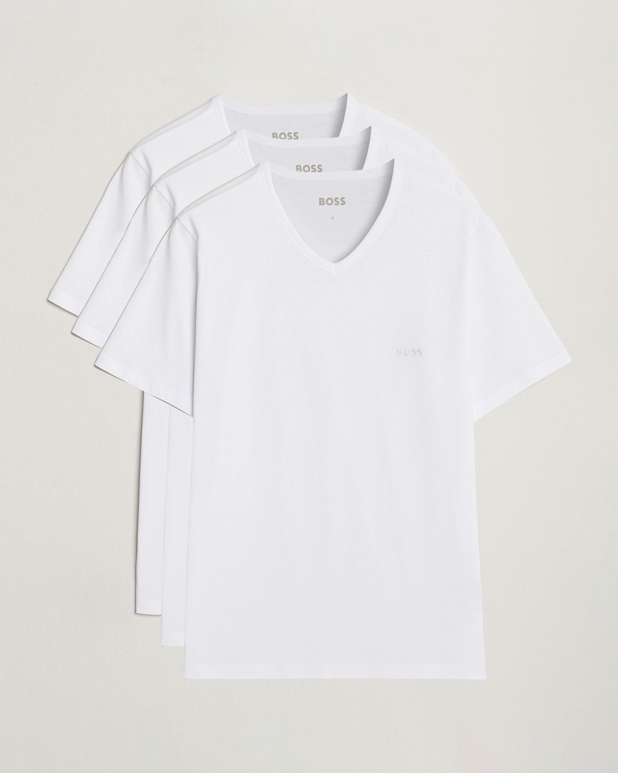 Men | T-Shirts | BOSS BLACK | 3-Pack V-Neck T-Shirt White