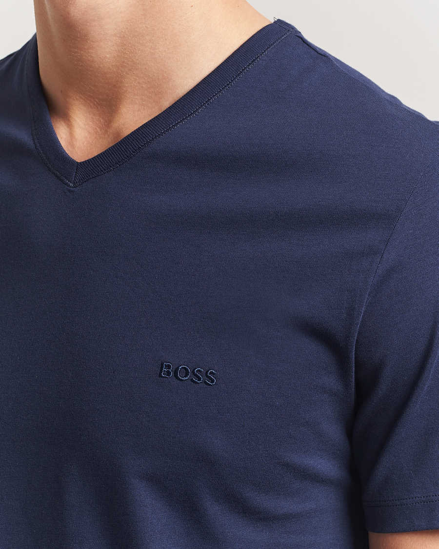 Men | T-Shirts | BOSS BLACK | 3-Pack V-Neck T-Shirt Black/Blue/Grey