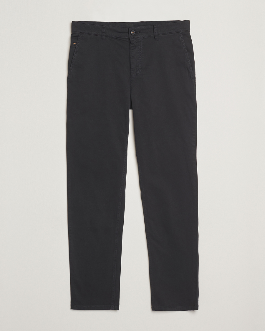 Men | Trousers | BOSS ORANGE | Tapered Fit Cotton Chinos Black